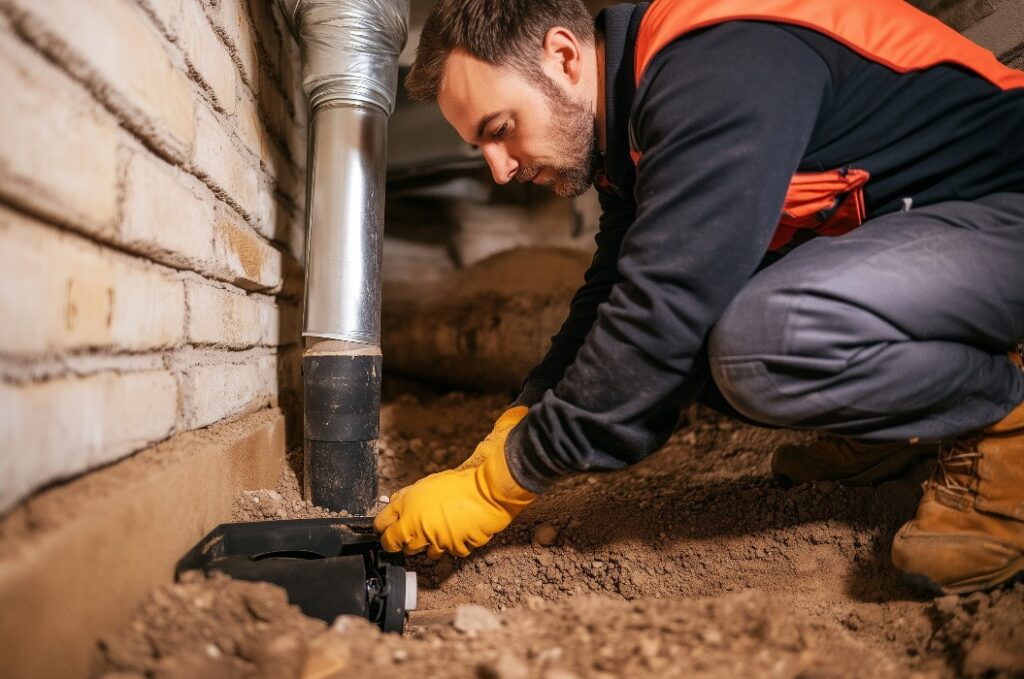 Radonsanierung in einem skandinavischen Haus im Keller
